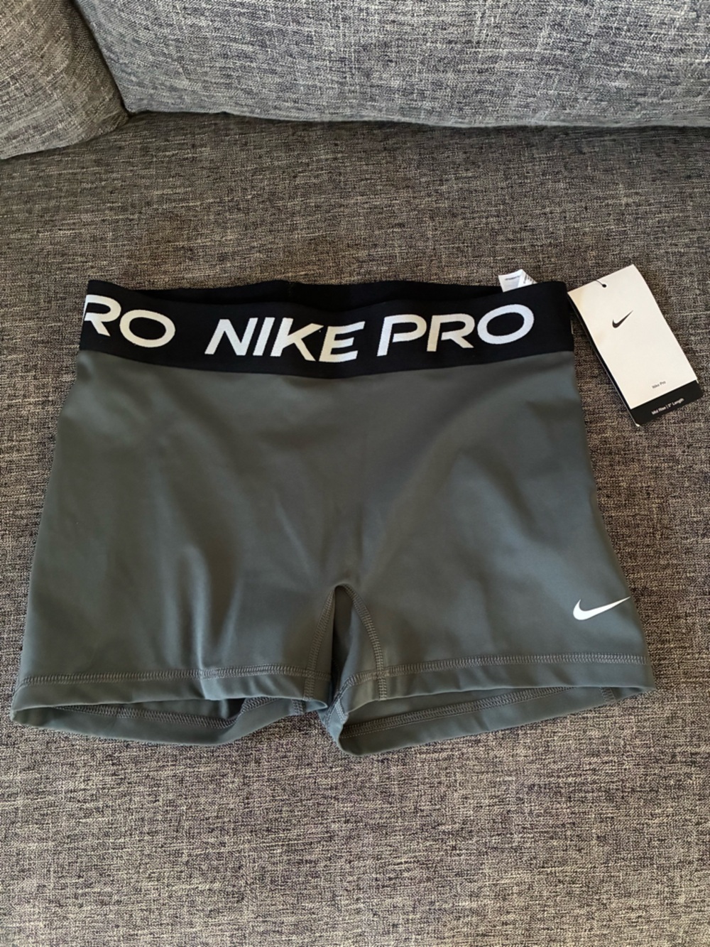 Nike Pro Grey Compression Shorts with Black Waistband